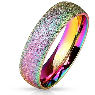 Bungsa 60 (19.1) Regenbogen Ring sandgestrahlt Diamantoptik Edelstahl Frauen & Männer 49-70 (Ring Damen Fingerring Partnerringe Verlobungsringe Trauringe Damenring Edelstahlring Chirurgenstahl)