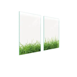 Herdabdeckplatten 2 teilig 75x52 Glaskeramikkochfeld Abdeckung Glas Schneidebrett Weiß Gras - Weiß