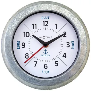 Nextime Wanduhr , Silberfarben , Metall , 22.2x22.2x5 cm , RoHS, Ce , Dekoration, Uhren, Wanduhren