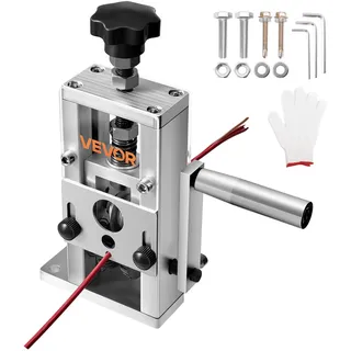 Vevor Manuelle Kabelschälmaschine, 1,5–25mm, Kupferabisolierer mit Handkurbel/Bohrmaschine, 64Mn gehärtete Klingen, 45# Stahlrollen, Drahtschäler mit Rahmen aus Aluminiumlegierung