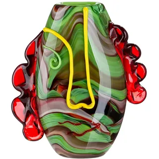 Glas Art Conturo Gesichtsvase aus Glas - Höhe 30cm x Breite 27cm - grün rot - Gesichtsmotiv - Handarbeit