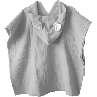 MIMUSELINA Badeponcho Baby – Badeponcho Kinder aus Musselin – Leichter und Saugfähiger Poncho, Schnelltrocknend – Bademantel Kinder (Grau)