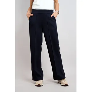 Stoffhose SEIDEL MODEN, Damen, Gr. 36, N-Gr, blau (nachtblau), Web, Obermaterial: 50% Polyester, 45% Viskose, 4% Elasthan, 1% sonstige Fasern, unifarben, lässig geschnitten lang, Hosen Stoffhose, mit elatstischem Bund - MADE IN GERMANY