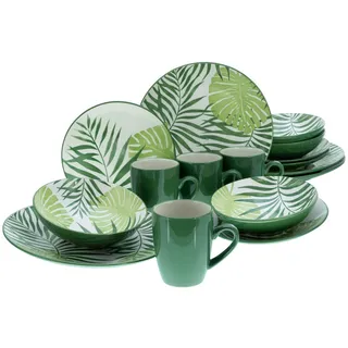 Creatable Kombiservice , Grün, Weiß , Keramik , 16-teilig , 300 ml , Geschirr, Geschirrsets, Kombiservice
