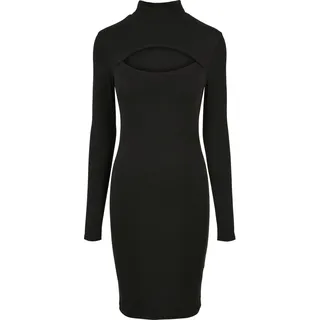 Urban Classics Damen Ladies Stretch Jersey Cut-Out Turtleneck Dress Kleid, Black, S