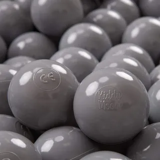 KiddyMoon 700 ∅ 7Cm Kinder Bälle Spielbälle Für Bällebad Baby Einfarbige Plastikbälle Made In EU, Grau