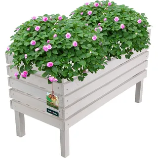 KOTARBAU® Hochbeete für Garten 64 x 30 x 39 cm Blumenkasten Holz Weiß Balkon Pflanzkasten Blumenkiste Blumentopf Holzblumenkästen Pflanztopf Pflanzkübel Holzkasten Gemüsebeet Gartenbeet - Weiß