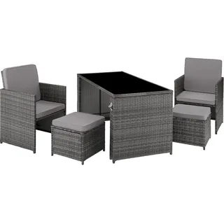 Tectake Rattan Sitzgruppe 5-tlg. Grau