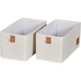 LOVE IT STORE IT Premium Schubladen Ordnungssystem 2-teilig - Schrank Organizer aus Stoff - Verstärkt mit Karton - Set mit zwei kleinen Boxen - Beige - 30x15x15 cm