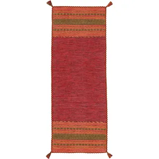 carpetfine Kelim Azizi Wendeteppich 80 x 500 cm Schwarz