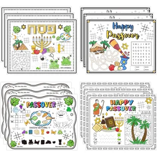 R HORSE 12Pcs Passover Coloring Placemats - Kinder Färbung Aktivität Platzmatten Pessach jüdischen Feiertag Party Tischsets für Restaurants Unterhaltung Handwerk Abendessen Tischzubehör Dekorationen