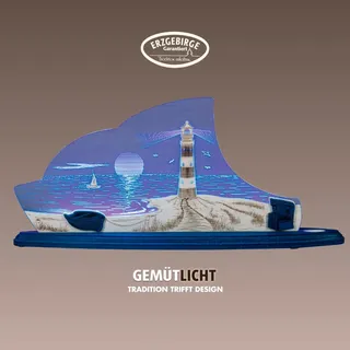 WEIGLA LED Dekolicht "Maritim, Holz & Acrylglas, BLAU-WEIẞ, Made in Germany", blau, H: 21cm, 1 Stk., Leuchten, Erzgebirge garantiert, maritime Deko Innen, Dekolampe, LED Dekolicht