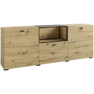 byLIVING Sideboard 200 x 75,5 x 37,5 cm artisan eiche / schwarz