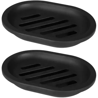 Topsky Praktische Seifenschale im 2er-Pack: Einfache Reinigung, hält Seife trocken, ideal für Bad und Küche (Schwarz)