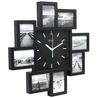 Miraval Design Bilderrahmenuhr Wanduhr mit 8 Bilderrahmen zum Individualisieren 350 mm lautlos kein Ticken Japanisches Quarzuhrwerk