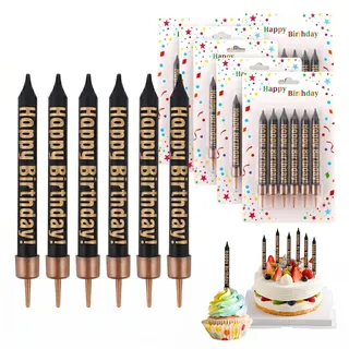 36 Stück 9cm Kerzen Geburtstag Schwarzes Gold
