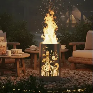 Feuertonne - Lagerfeuertonne - Feuerkorb mit Leuchtturm Moin Moin Motiv – Verleihen Sie Ihrem Garten ein besonderes Ambiente für unvergessliche Abende