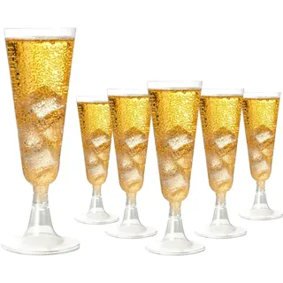 UQMIQURA Sektgläser Plastik, 25 Stück Transparent Champagner Gläser, 150ml Mehrweg Champagnergläser Cocktailgläser für Sektempfang, Hochzeit, Geburtstag, Picknick, Party