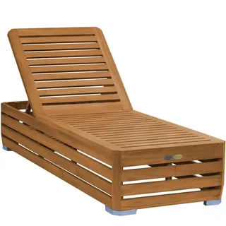 Teako Design Gartenliege Teak Picardie Massivholz – Wetterfest, Pflegeleicht & Komfortabel für Terrasse und Garten - Braun