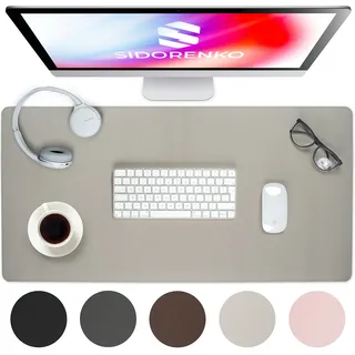 Sidorenko Schreibtischunterlage 80x40cm abwaschbar - Tischunterlage Schreibtisch aus PU-Leder - Schreibtisch Unterlage in hellgrau für Büro - Kinder Desk Mat, Mousepad, Mauspad, Schreibtischmatte