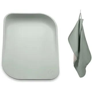 hauck Change N Clean Wickelauflage inkl. Topper, Sage - Keil Wickeltischunterlage 50 x70 cm, Wickelmatte Schadstofffrei, Abwaschbar, Hygienisch, Wickelmulde bis 25 kg, Pflegeleicht, Sage Grün