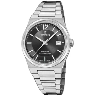 Festina Swiss Made Damen Armbanduhr Edelstahl 316L Silber - Quarzwerk - Saphirglas hoher Widerstand - Wasserdicht 10 ATM - Datum F20035/6