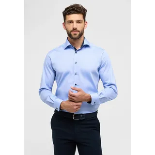 Langarmhemd ETERNA "MODERN FIT", Herren, Gr. 43, Normalgrößen, blau, 100% Baumwolle, tailliert, Manschette, Hemden Langarmhemd, NON IRON (bügelfrei)