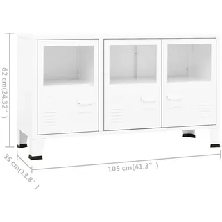 vidaXL Industrial Sideboard Weiß 105x35x62 cm Metall und Glas