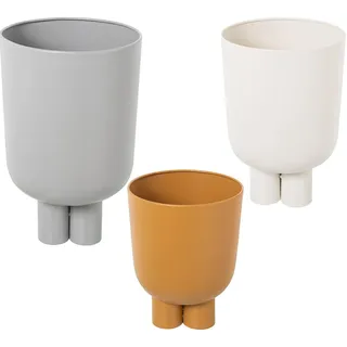 DRW Pflanzkübel-Set mit Metallfuß, 30 x 30 x 48, 27 x 27 x 41 und 26 x 26 x 34 cm
