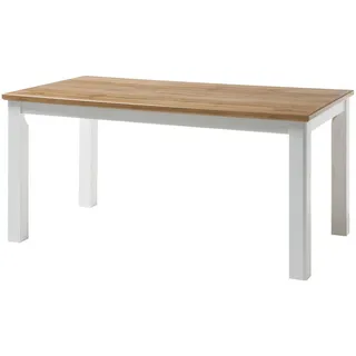 furn.design Esstisch "Hemsby" in weiß Pinie und Eiche Wotan Landhaus Küchentisch 158 x 88 cm - Weiß/Naturbelassen