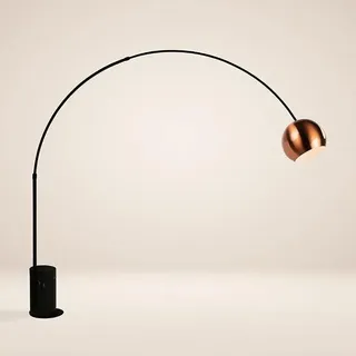Ball Design-Bogenlampe Marmorfuß modern Bogenleuchte Stehlampe Stehleuchte, Schirm Kupfer, Basis Schwarz