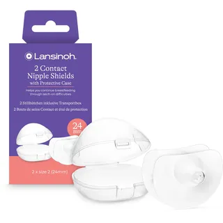 Lansinoh Stillhütchen 24 mm (Größe 2), 2 Stück inkl. Aufbewahrungsbox - angenehmes Tragegefühl - trotz Anlegeschwierigkeiten weiter stillen