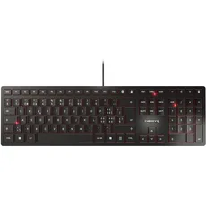 CHERRY KC 6000 SLIM, Ultraflache Design-Tastatur, Schweizer Layout (QWERTZ), Kabelgebunden (USB-A Anschluss), Leise Tasten, Langlebige Beschriftung, Schwarz