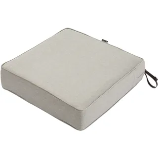 CLASSIC ACCESSORIES 62-019-HGREY-RT Montlake FadeSafe Lounge-Sitzkissen für Terrasse, quadratisch, 12,7 cm dick, Outdoor-Kissen mit wasserabweisender Rückseite, Heather Grau, 58,4 x 58,4 x 12,7 cm