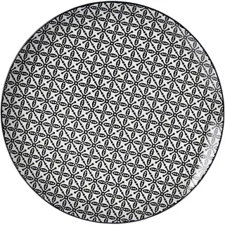 Ritzenhoff & Breker Takeo Leaves Speiseteller, 26 cm, Runder Teller mit vollflächigem Dekor, Skandinavisches Design, Mix-&-Match-Geschirr, Porzellan, Weiß und Schwarz