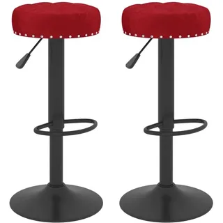 vidaXL Barhocker 2 Stk. Weinrot Samt - Rot
