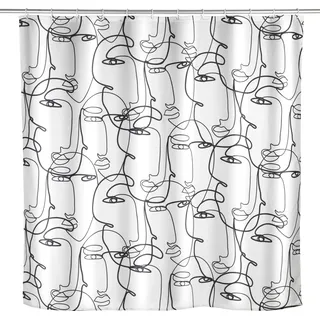 Wenko Duschvorhang Faces 180 x 200 cm schwarz-weiß