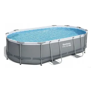 Bestway 56448 Steel Pro Max Oval-Pool-Set 488 x 305 x 107 cm, Aufstellpool mit Filterpumpe, Sicherheitsleiter und Abdeckplane