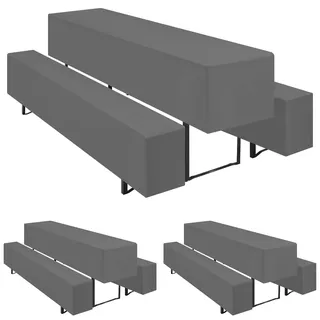 Teruntrue 3er-Sets Biertischhussen Bierbank-Auflage,Dunkelgrau Biertisch und Bankgarnitur Husse für 50x220cm Tischbreite für Festzeltgarnituren Bierbank Hussen(Dunkelgrau, 3 Packungen)