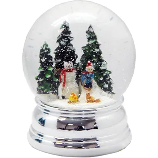 Minium Collection Schneekugel Schneemann geprägtem Silber-Sockel 20137 | Schneekugel Weihnachten| Schneemann steht | Sockel silber | Schüttelkugel Weihnachtsdekoration | Pure-Line