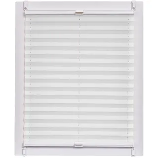 Sunlines Plissee Made in Germany, Tageslicht, Crepes Uni Weiss, Klemmfix, Weisse Schiene, 110 x 150 Plissee, Stoff, Weiß, 110 x 2.3 x 150 cm, 1 Einheiten