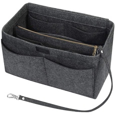 Ropch Handtaschen Organizer, Filz Taschenorganizer Bag in Bag Innentaschen Handtaschenordner mit Abnehmbare Reißverschluss-Tasche und Schlüsselkette (Mittelgrau, XL)