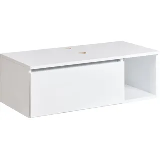 BELIANI Hänge Waschbeckenunterschrank Weiß MDP-Platte 80x40 cm mit Klappe Regal Modern Bad-Unterschrank für Aufsatzwaschbecken Schmal Wandmontage - Weiß