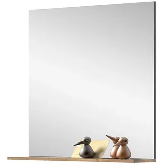 Inn.Furn Spiegel Eiche, grau 90 x 84 cm mit Ablage , Glas, Holzwerkstoff , Rechteckig , 90x84x16 cm , Spiegel, Wandspiegel