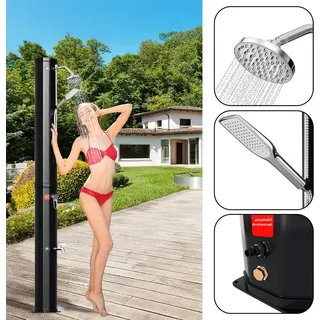 TolleTour Solardusche Solar Gartendusche Shower Dusche Pooldusche Campingdusche 40L (mit Schutzabdeckungmit Handbrause) - Schwarz