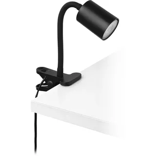 EGLO LED Klemmlampe Portella, Schreibtischlampe zum Klemmen, Leselampe mit Klemme, Metall in Schwarz, inkl. GU10 Leuchtmittel warmweiß