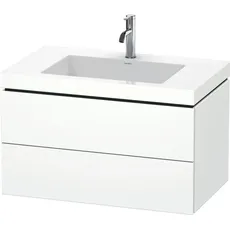 Duravit L-Cube Möbelwaschtisch c-bonded mit Unterbau wandhängend, 80x48 cm, 2 Schubkästen, ohne Überlauf, 1 Hahnloch, Farbe: Terra Matt