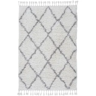 carpetfine Eddy Hochflor-Teppich 120 x 170 cm Weiß