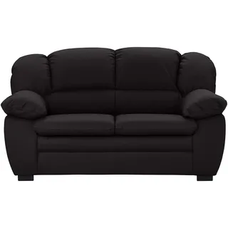 Mivano 2-Sitzer Sofa Casino, Bequeme Ledercouch mit moderner Kontrastnaht, 159 x 88 x 92, Kunstleder Schwarz