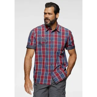 MAN'S WORLD Kurzarmhemd mit Print und Stickerei, weiß